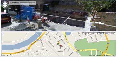 Health and Safety? Google Street View Reveals Giant Hole (click to enlarge)