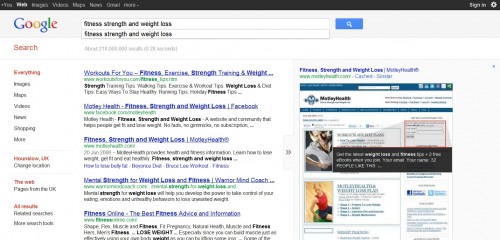 screenshot of google search results