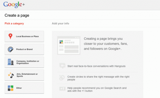 Screen shot of Google Pages introduction